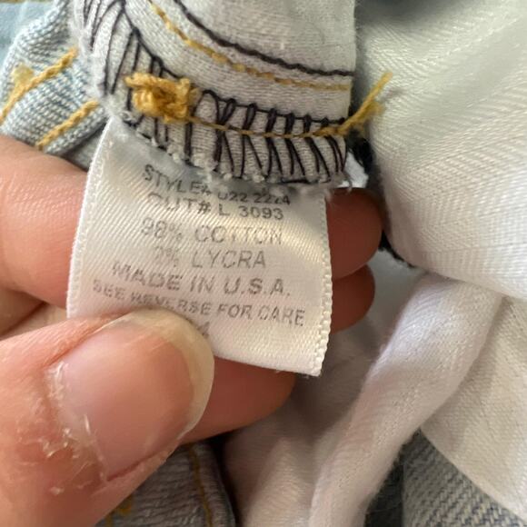 Car Mar Jeans Womens 24 Light Wash Distressed Ripped Straight Leg Made USA Denim - Picture 4 of 9